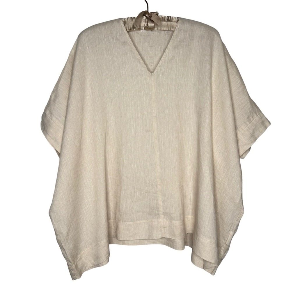 Beaumont Organic 100% Linen XS Oversized Boxy Cut Minimalist Lagenlook Neutral